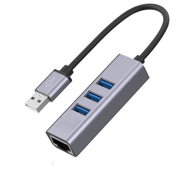 USB2.0 Four Port Hub Laptop RJ45 100 M Wired Network Converter USB Deconcentrator